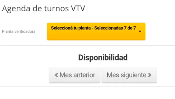 Seleccionar la planta para pasar la VTV