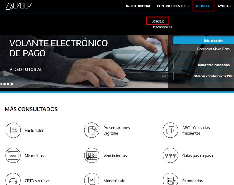 Turnero AFIP - Página web oficial de la Administración Federal de Ingresos Públicos