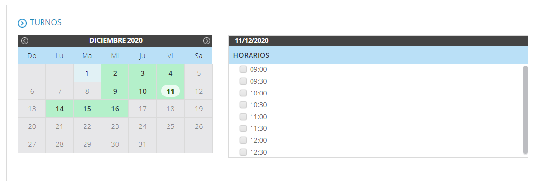 Seleccioná fecha y horario para realizar el trámite