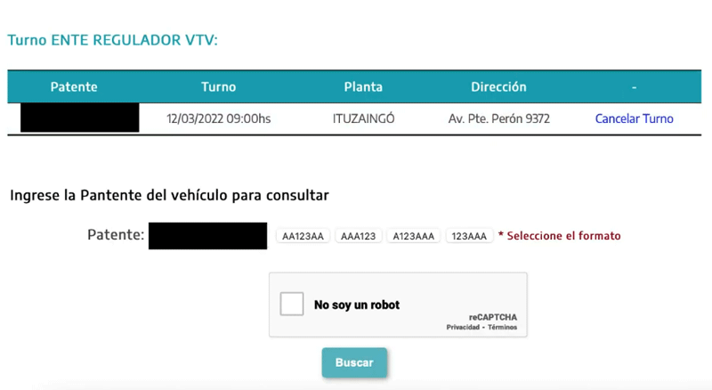 Cancelar turno VTV para solicitar otro nuevo